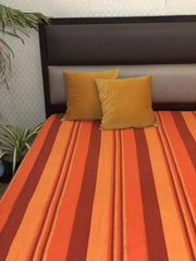 Handloom Cotton Single Bedsheet Without Pillow Covers | 60 X 90 Inches, Orange | Ideal For Diwali Decoration, Festive Gifting