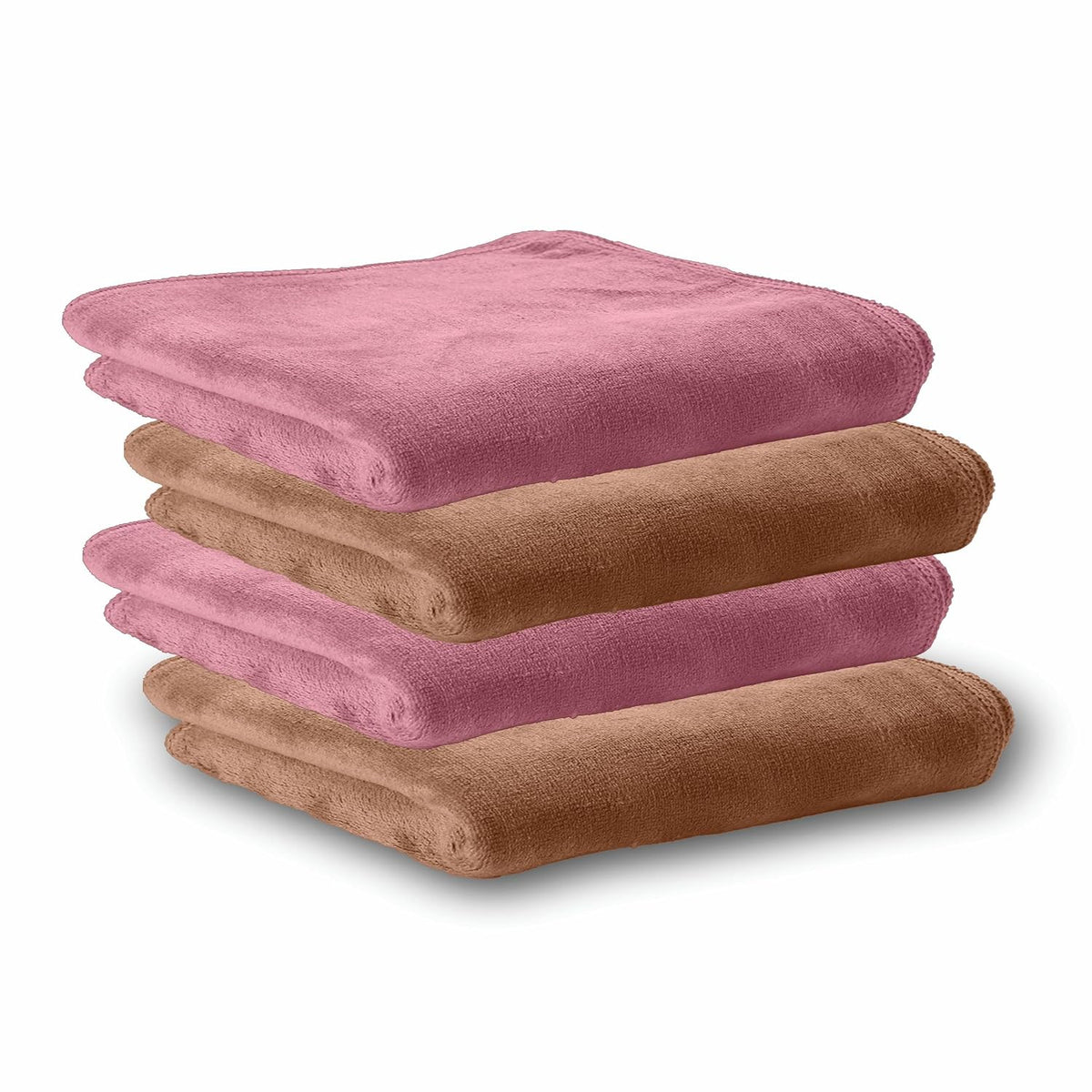 Housse Microfiber Hand Towel 800 Gsm | Premium Quality Towels Ultra Absorbent & Anti-Bacterial For Gym (Dusky Orchid & Rustic Chestnut) - Pack Of 4