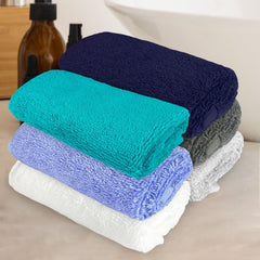 Heelium Bamboo Face Towel 1 Kg | Ultra Absorbent & Odour-Free 3x Softer Than Cotton Towels | Pack Of 6 -Blue, Teal, Grey, Iris, White & Light Grey