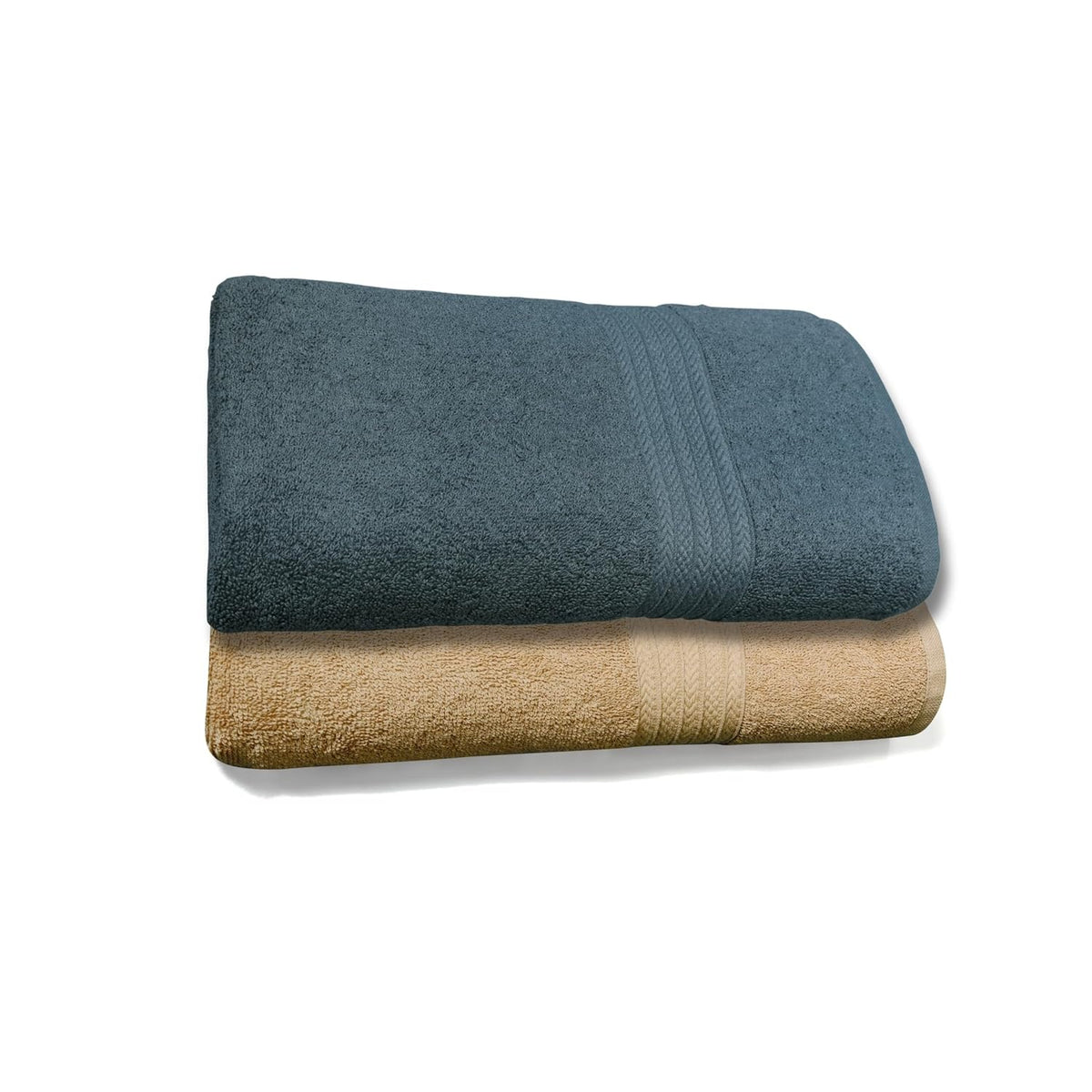 Dreamscape 100% Cotton Bath Towel 1000 Gsm (Light Grey & Beige) -Set Of 2
