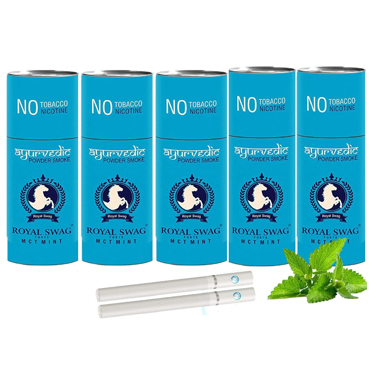 Royal Swag Ayurvedic Herbal Cigarettes 100% Tobacco & Nicotine Free Mint Flavour (5 Sticks) Smoking Cessation - | (Pack Of 25 Sticks)