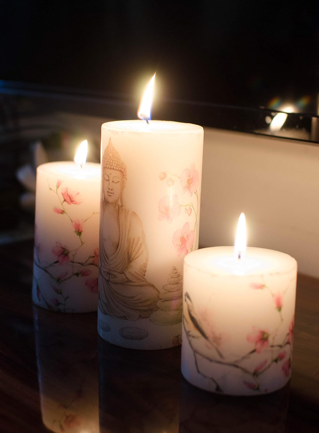 BUDDHA PILLAR CANDLE SET OF 3 | PERFECT CANDLES FOR FESTIVALS & GIFT SET