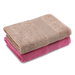 Haus & Kinder Harmony Combed Large Size Bathing Towels 500 Gsm | 100% Cotton Towel For Men, Women, Gym Towels, Spa Towel, Almond & Mulberry | Pack Of 2
