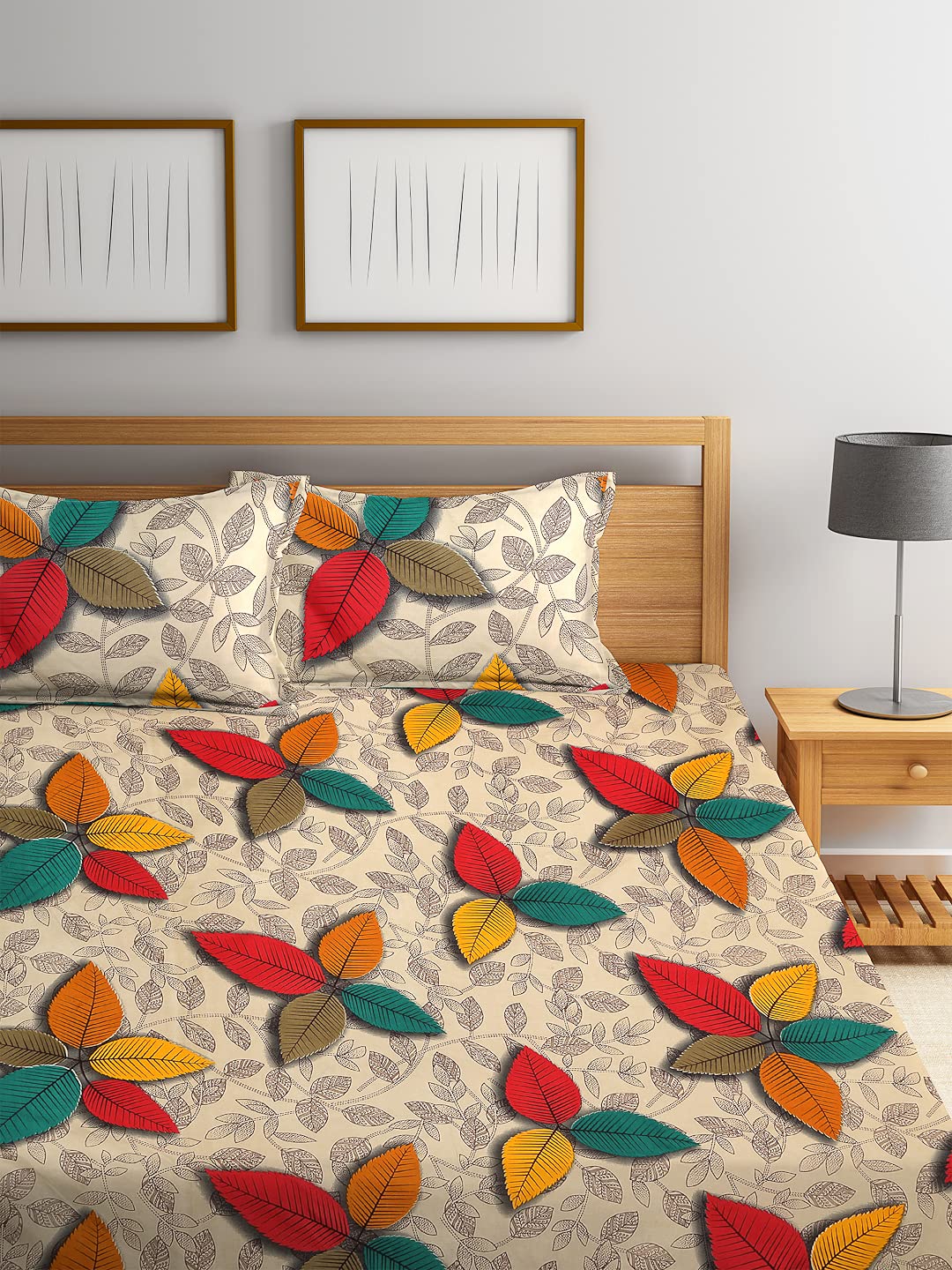 Double Bedsheet With 2 King Size Pillow Covers - 90 X 92 Inches, Multicolor | Natural Resistance To Shrinkage & Wrinkles | Stylish & Unique Design
