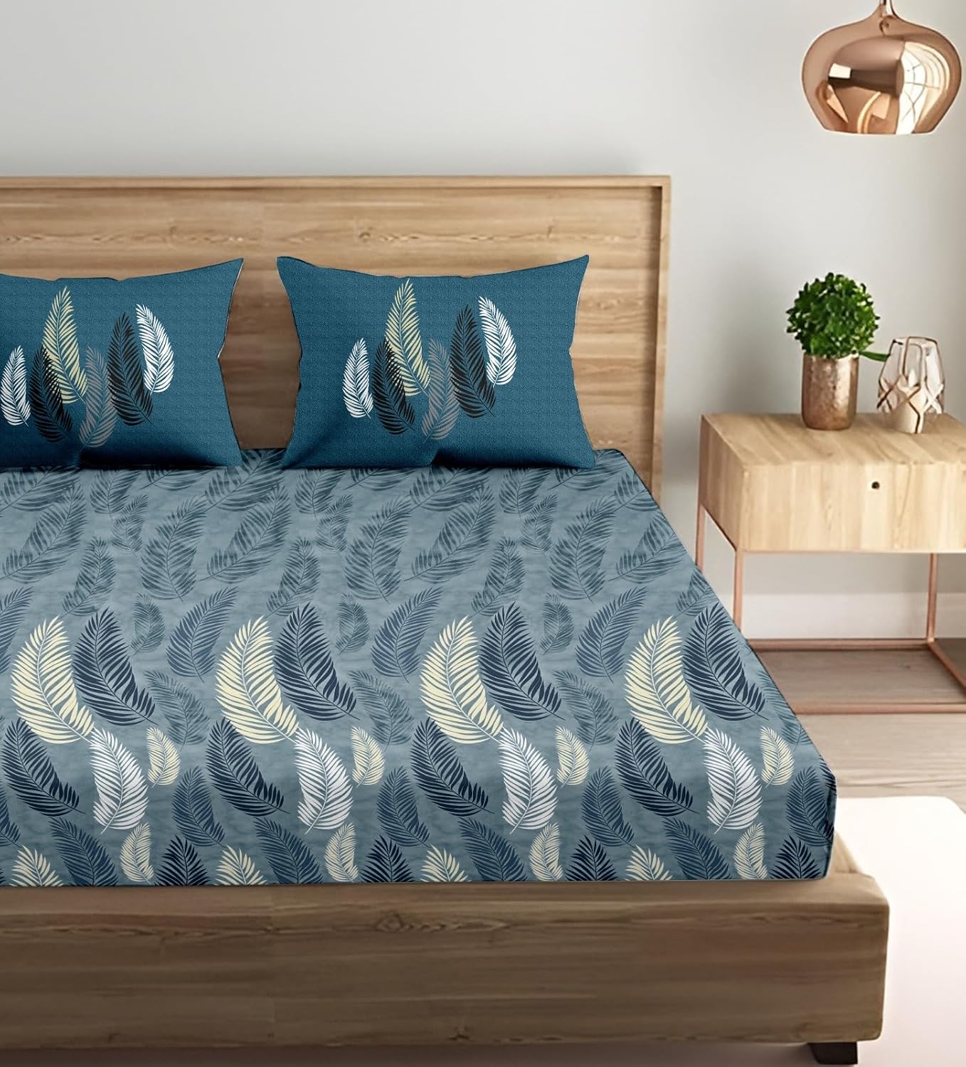 King Size Fitted Bedsheet With 2 Large Pillow Covers - 108 X 108 Inches, Teal | Soft, Breathable & Durable | Wrinkle Resistant