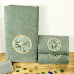 Akiko Home Prima Dream 100% Cotton 1 Bath & 2 Hand Towel 1000 Gsm | Soft, Absorbent & Durable, Cotton Bath Towel | Pack Of 3 (Green)