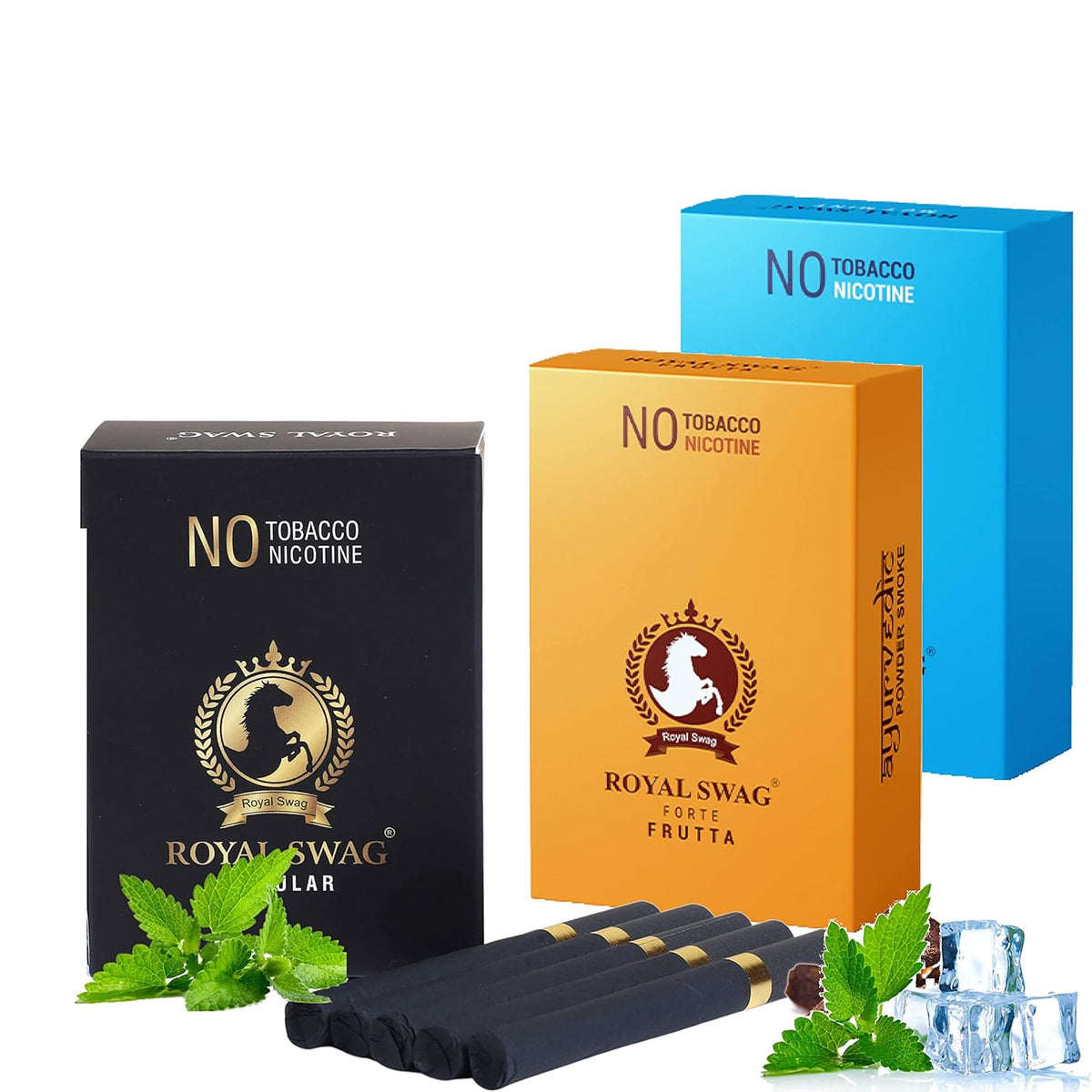 Royal Swag Ayurvedic Herbal Cigarettes 100% Tobacco Free 100% Nicotine Free Cigarettes Regular, Frutta, Mint Flavoured | Smoking Cessation Pack Of 30