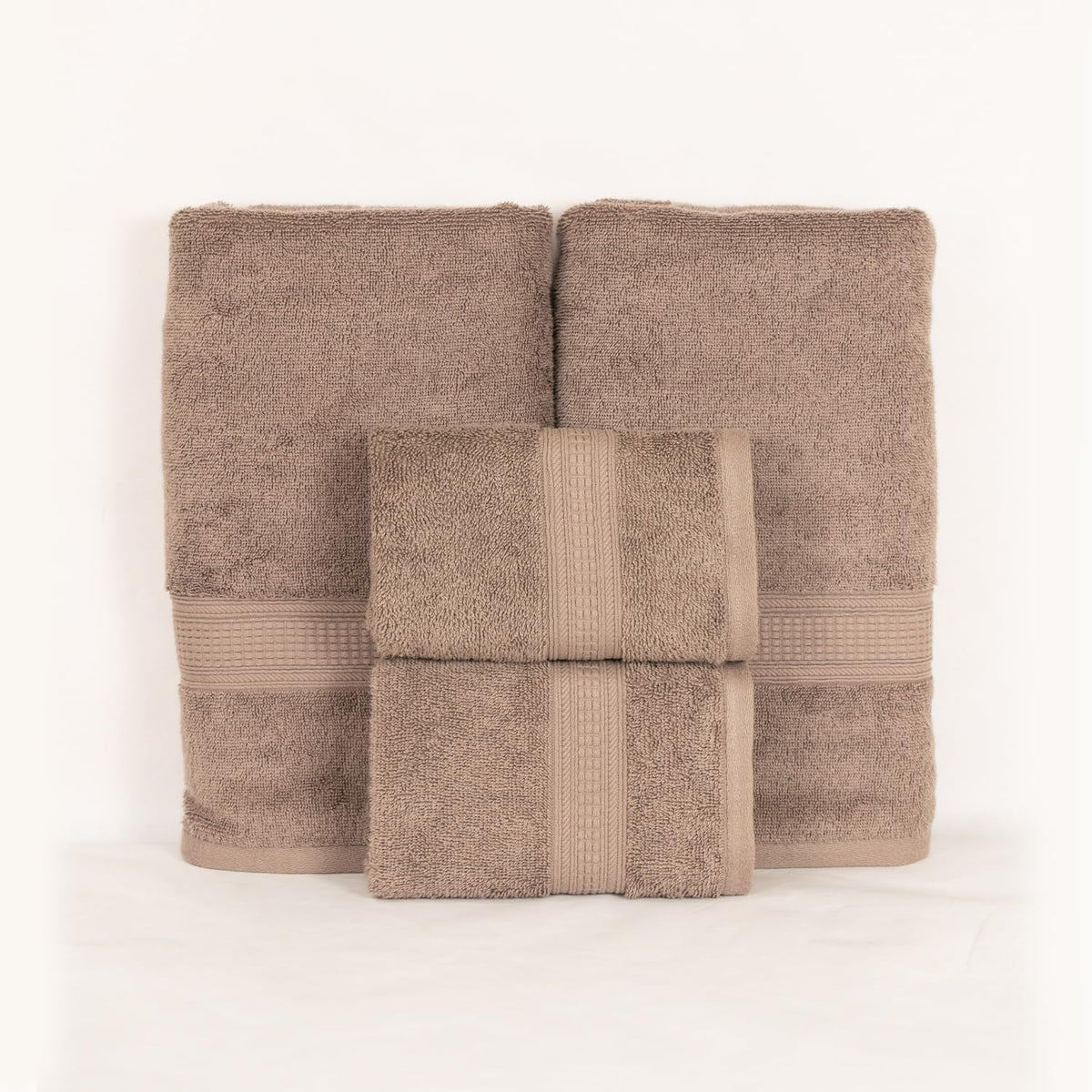Rangoli 100% Cotton Fibre 2 Bath & 2 Hand Towel 1400 Gsm | Highly Durable & Super Absorbent Towel | Skin-Friendly & Quick Drying Luxury Towels (Beige) - Pack Of 4