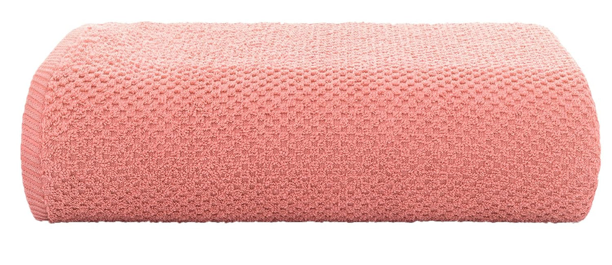Casa Copenhagen Egyptian Cotton Waffle Large Size Bath Towel 500 Gsm (Malibu Peach)