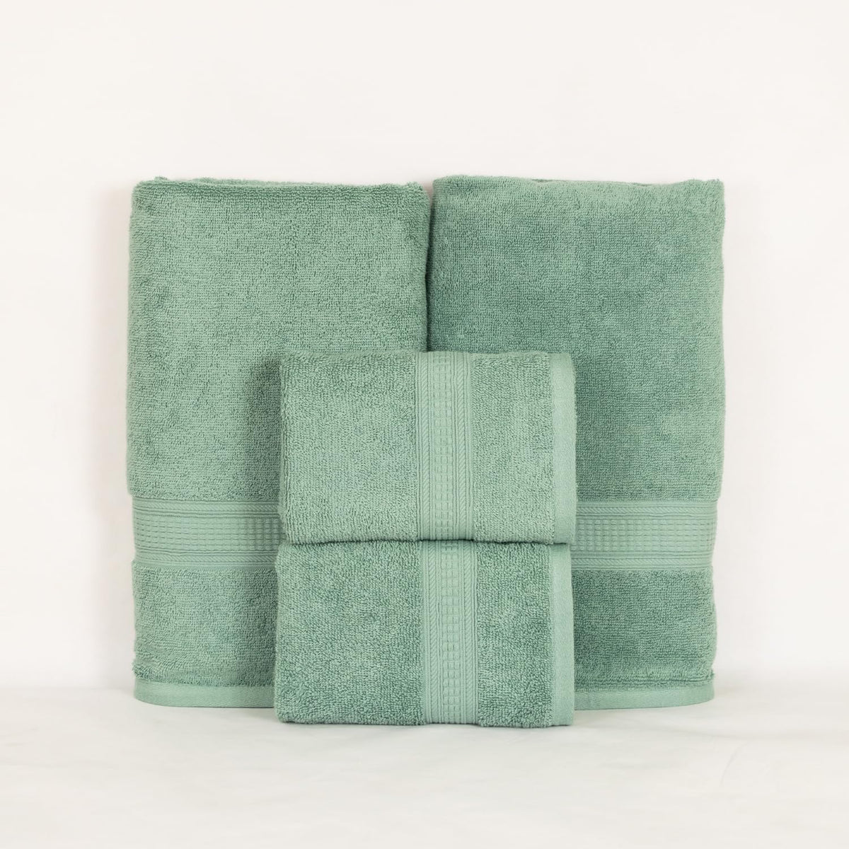 Rangoli 100% Cotton Fibre 2 Bath & 2 Hand Towel 1400 Gsm | Highly Durable & Super Absorbent Towel | Skin-Friendly & Quick Drying Luxury Towels (Mint Green) - Pack Of 4
