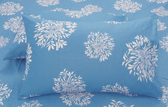 Flat Bedsheet For Double Bed With 2 Pillow Covers - 88 X 96 Inches, Blue & White | Comfort Fabric Bedsheet Home, Hotel & Guest House