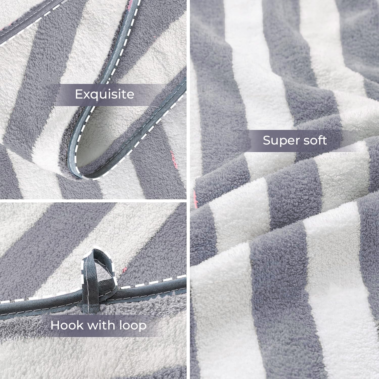 Maxoshine Microfiber Towels For Bath Large Size-Super Soft Coral Fleece Bathing Towel With Hook Quick Dry Super Absorbent-Bath Towel For Men & Women (Grey)