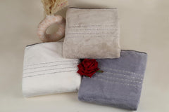 Hanker Velvet Touch Microfiber Bath Towel 1800 Gsm | Ultra-Soft & Plush, Instant Dry Technology Large Size Bath Towel (White, Light Gray, Dark Gray) - 3 Pcs