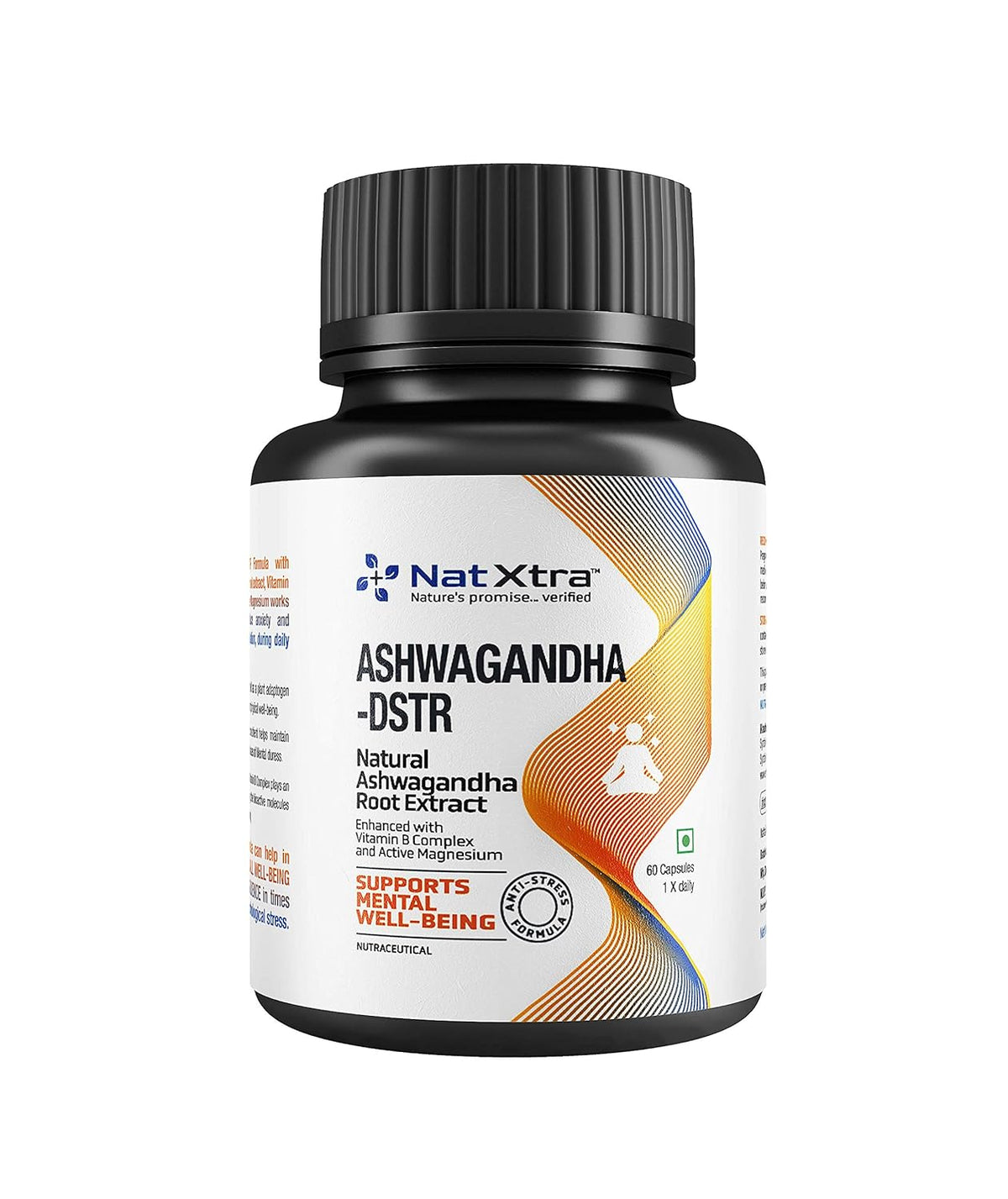 Natxtra Energy - Boosting Supplement Improves Strength & Stamina, Helps Enhance Endurance, Manages Stress, Made With Ashwagandha Root Extract | 60 Capsules 100gm 0.2lbs
