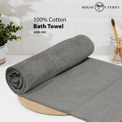 House Of Terry 100% Cotton Bath Towel 900 Gsm | Quick Dry, Soft & Absorbent, Fade-Resistant, Skin-Friendly For Men & Women Towel (Grey) - Pack Of 2