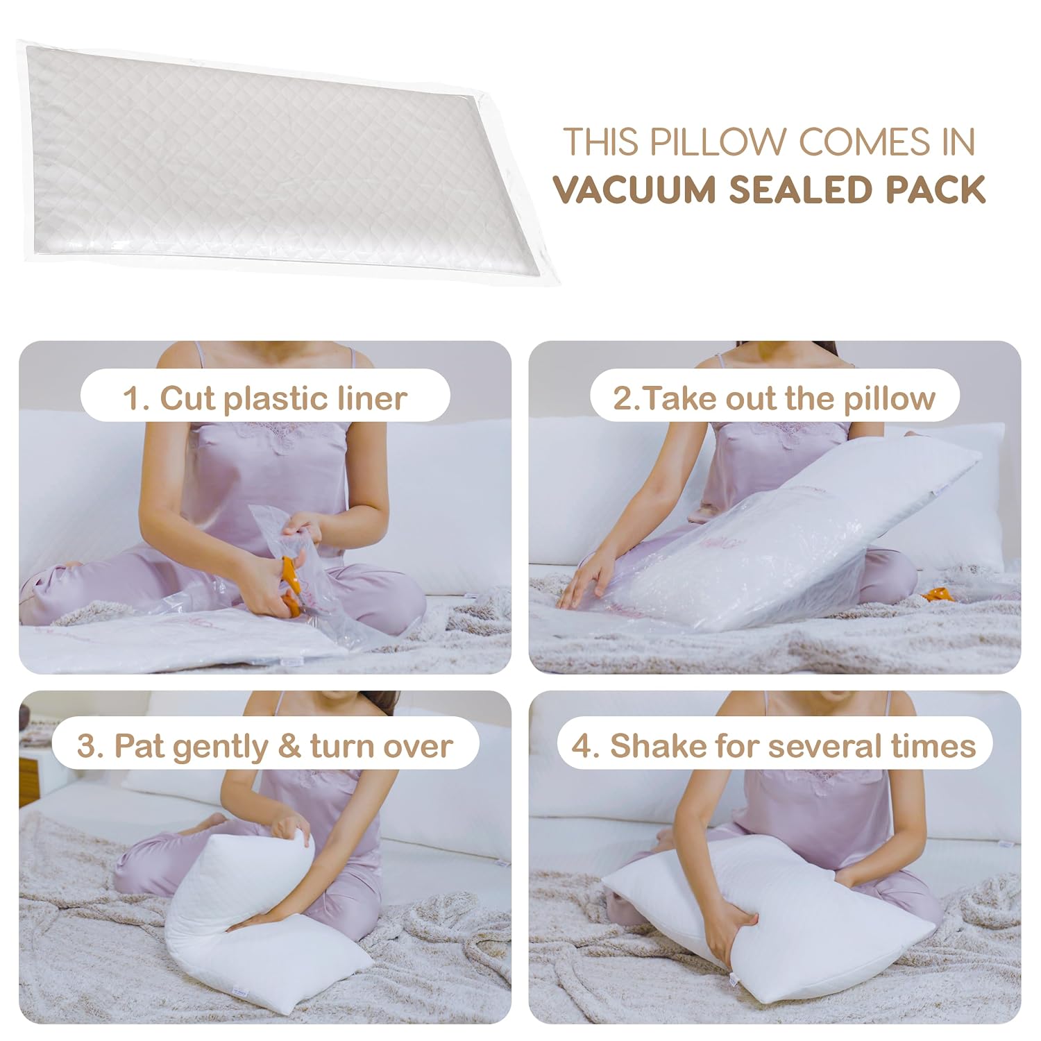 Memory Foam Pillow, Bed Pillow, White Checks Color - 16 X 24 Inch | Antimicrobial Cover, Portable, Cooling, Adjustable, Compressible, Removable Cover, Long-Lasting - 1 Piece