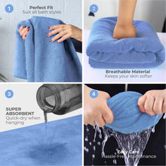 Black Gold The Finer Touch Premium Microfiber Bath Towel 900 Gsm | Ultra Soft & Absorbent Quick Dry Towel Lightweight Microfiber Bath Towel (Blue) - Pack Of 2