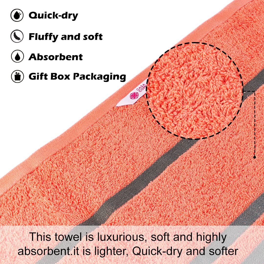 Casa Copenhagen Egyptian Cotton Exotic Hand Towel 400 Gsm (Peach)- 2 Pcs