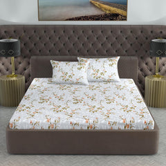 King Size Double Bedsheet With 2 Pillow Cover - 108 X 108 Inches, Grey & Peach | Skin Friendly Fabric For Everyday Comfort - Perfect Gifting For Wedding Anniversary
