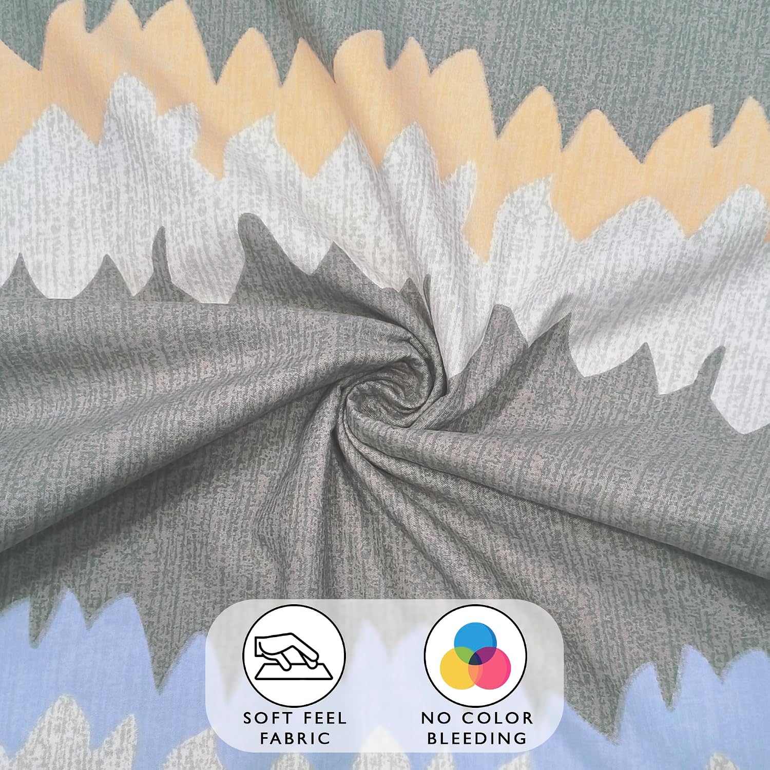 1 Piece Microfiber Bedsheet For Double Bed With 2 Pillow Covers - 88 X 98 Inches, Grey & Beige | Cotton Bedsheet, Breathable & Wrinkle Free