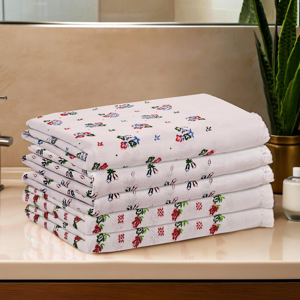 Kuber Industries Cotton Bath Towel 1500 Gsm | Soft & Comfortable Swimming & Bathing Towels & Gamcha (White)- Pack Of 5