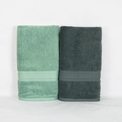 Rangoli 100% Cotton Fibre Bath Towel 1000 Gsm | Highly Durable & Super Absorbent Towel | Skin-Friendly & Quick Drying Luxury Towels (Green & Grey) - Pack Of 2