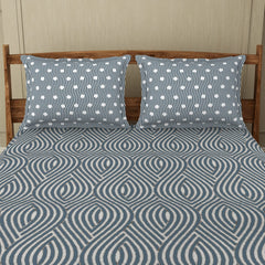 1 Double Bedsheet For Queen With 2 Pillow Covers - Size 90 X 100 Inches, Dark Blue | Soft Feel Wrinkle Resistance | Durability & Comfort, Breathable