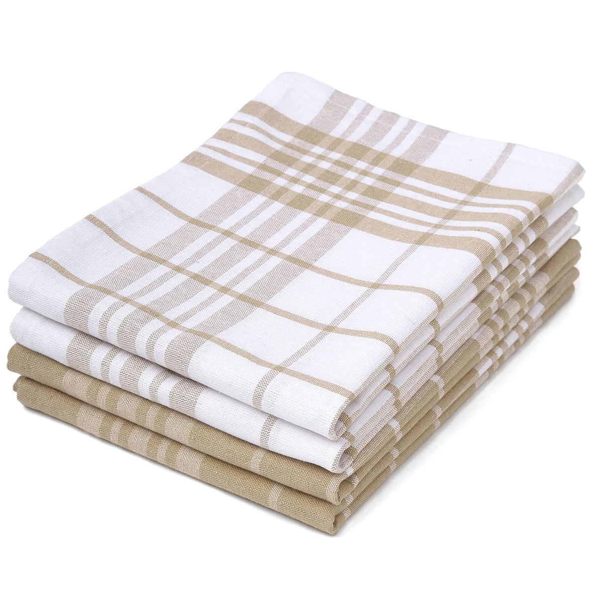 Encasa Xo Kitchen Towels Dish Cloths Sets 300 Gsm | Highly Absorbent Cotton Terry Towels Multipurpose For Washing Dishes & Cleaning Towel | Pack Of 4 (Beige Non-Terry)