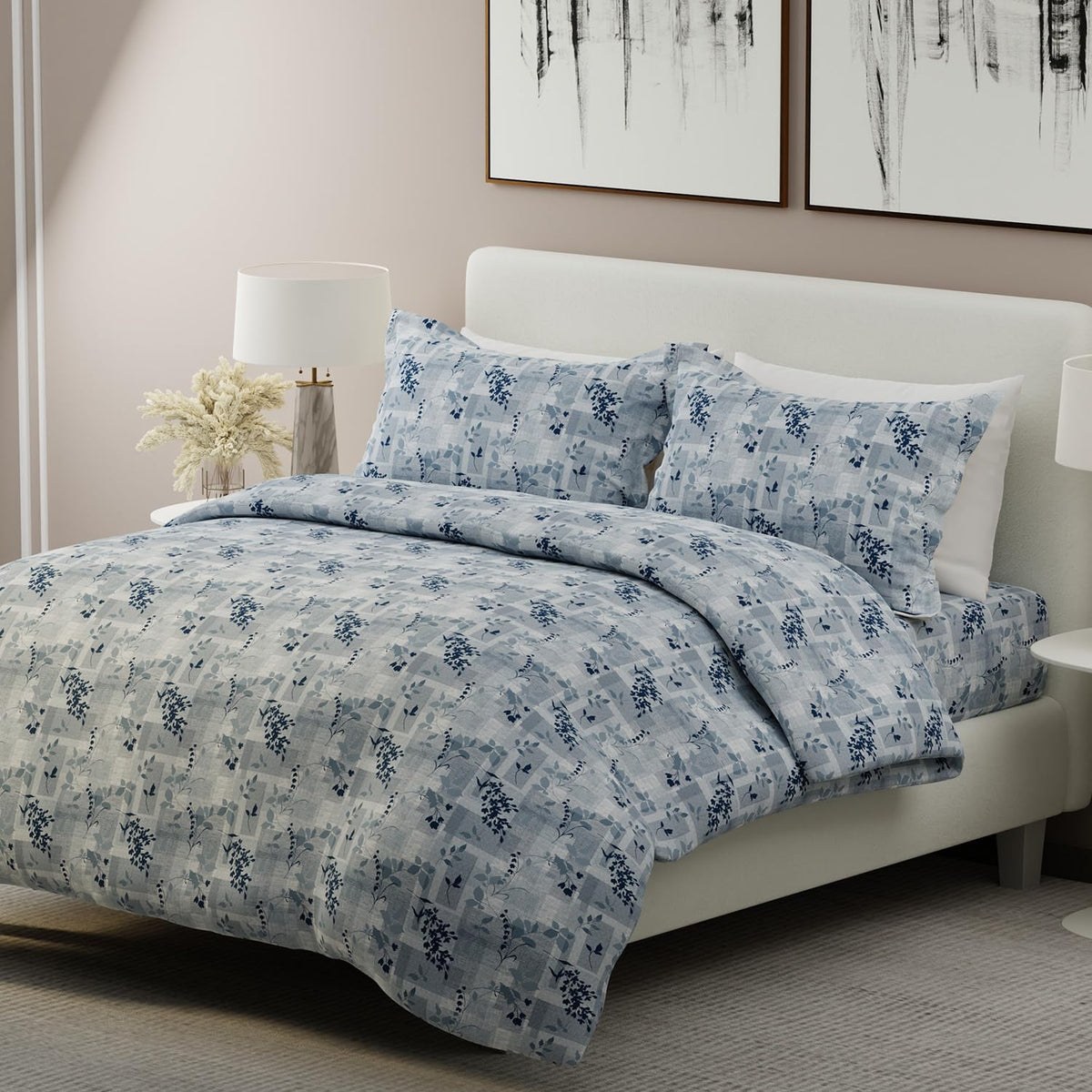 100% Cotton Bedsheet Set For Double Bed - 108 X 108 Inches, Grey | 1 Double Bed Sheet & 2 Pillow Covers - Gift For Weddings Or Birthdays King Size