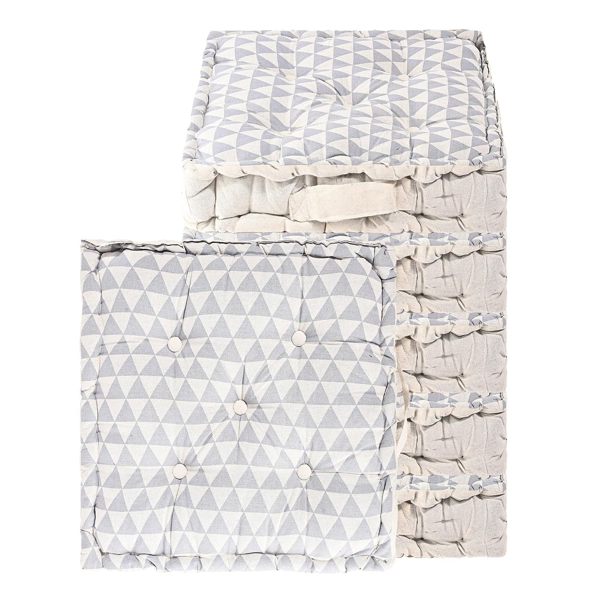 Soft & Comfortable Cotton Chair Cushion Pillow For Sitting, Triangular Print - Grey | Pillow For Office Work & Posture Support | Sitting Cushion & Back Rest For Chair | Pain Relief - Pack Of 6