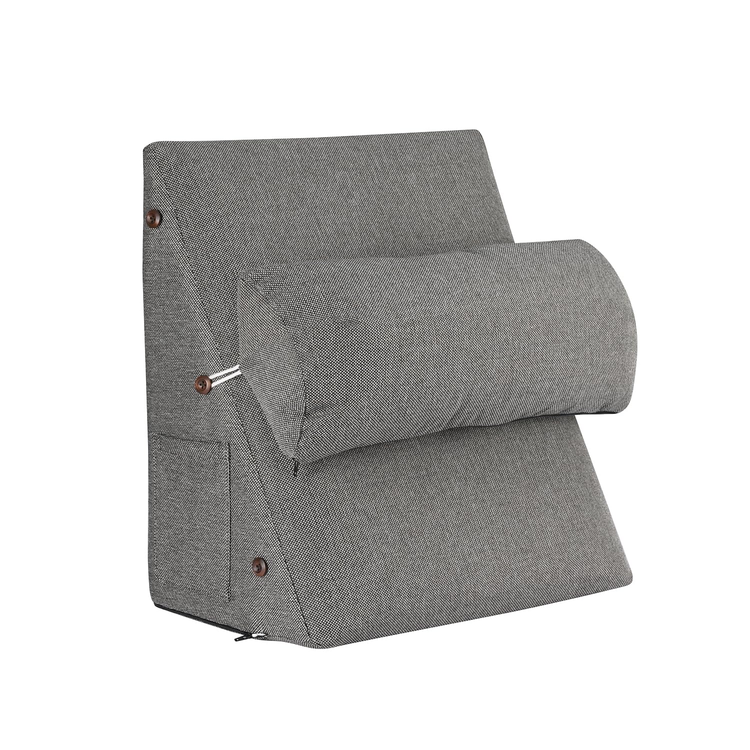 Adjustable Wedge Pillow, Prevents Acid Reflux & Snoring, Bed Pillow, Grey | Made Memory Foam Pillow, Microfiber For Neck & Back Head Support | Soft Washable Cover, Multipurpose Use