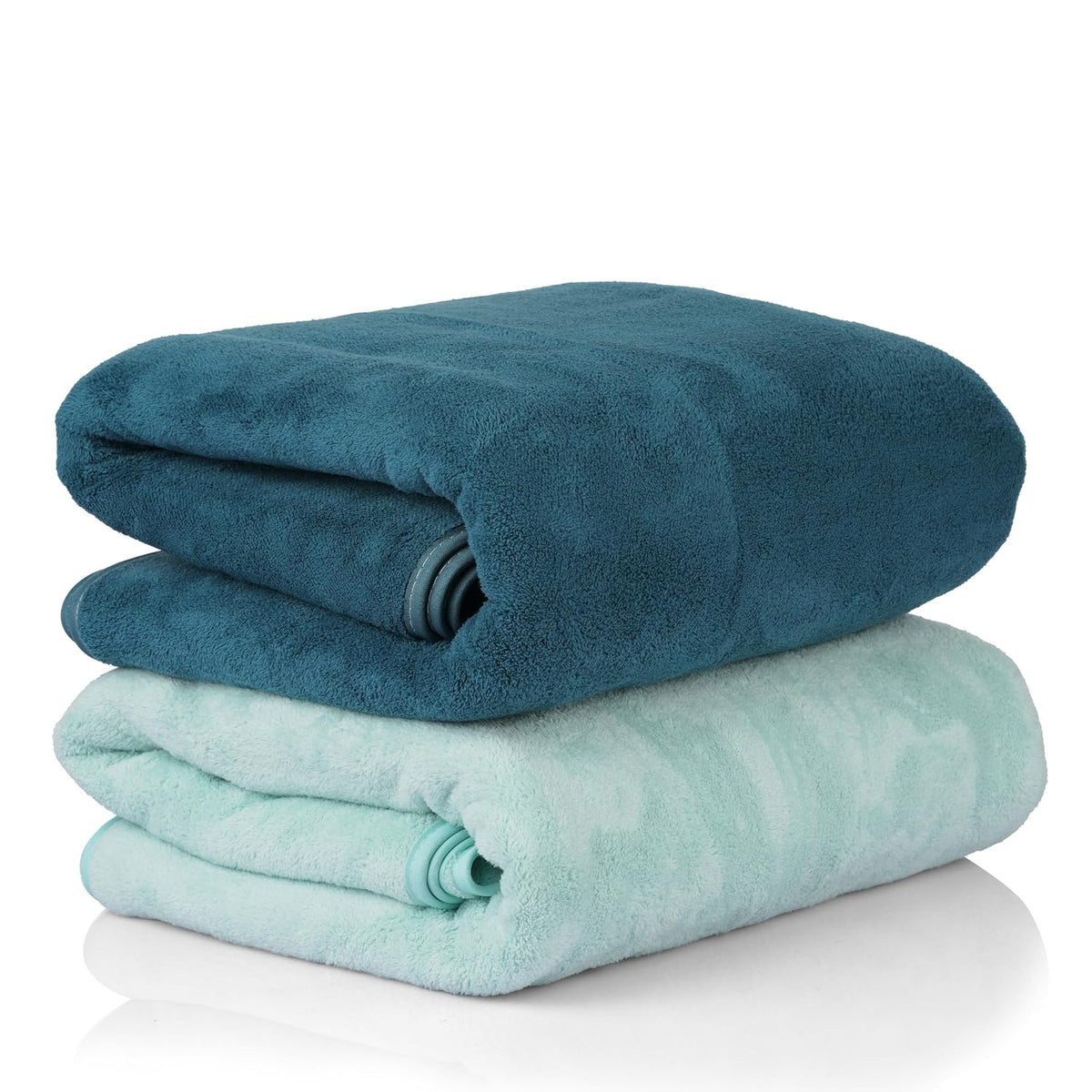 Glivary Microfiber Bath-Soft Towel 640 Gsm | With Hook Quick Dry Super Absorbent-Bath Towel For Men & Women (Greenish Blue & Green) | Pack Of 2