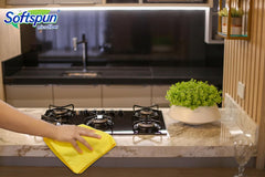 Softspun Microfiber Cloth 340gsm | Super Soft Absorbent Cleaning Towels Cleans & Polishes Everything In Your Home (Pack Of 5)- Yellow
