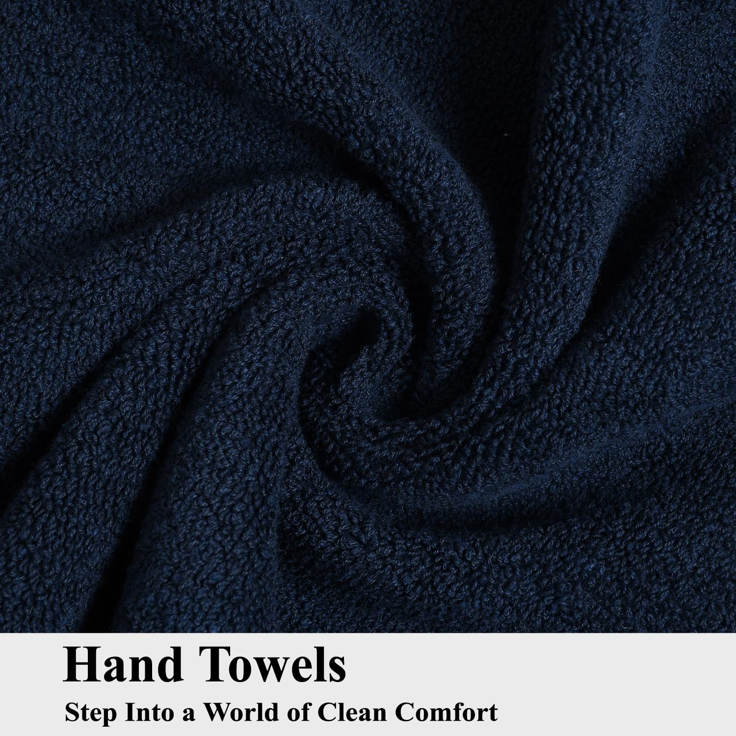 Fresh From Loom Luxury Fur Collection Hand Towel 500 Gsm Napkins Cotton High Absorbency Double Stitched Size (Blue) - Set Of 2