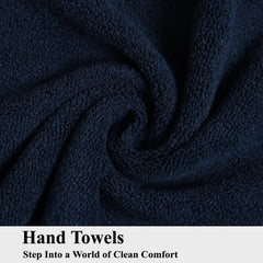 Fresh From Loom Luxury Fur Collection Hand Towel 500 Gsm Napkins Cotton High Absorbency Double Stitched Size (Blue) - Set Of 2