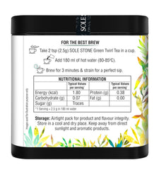 Sole Stone Winter Frost Green Twirl Tea - 100gm, 3.5 Ounce, 40 Cups | Whole Leaf Twirls, 0% Bitterness - Rich In Antioxidants, Low Caffeine | 100% Natural Whole Leaf Tea