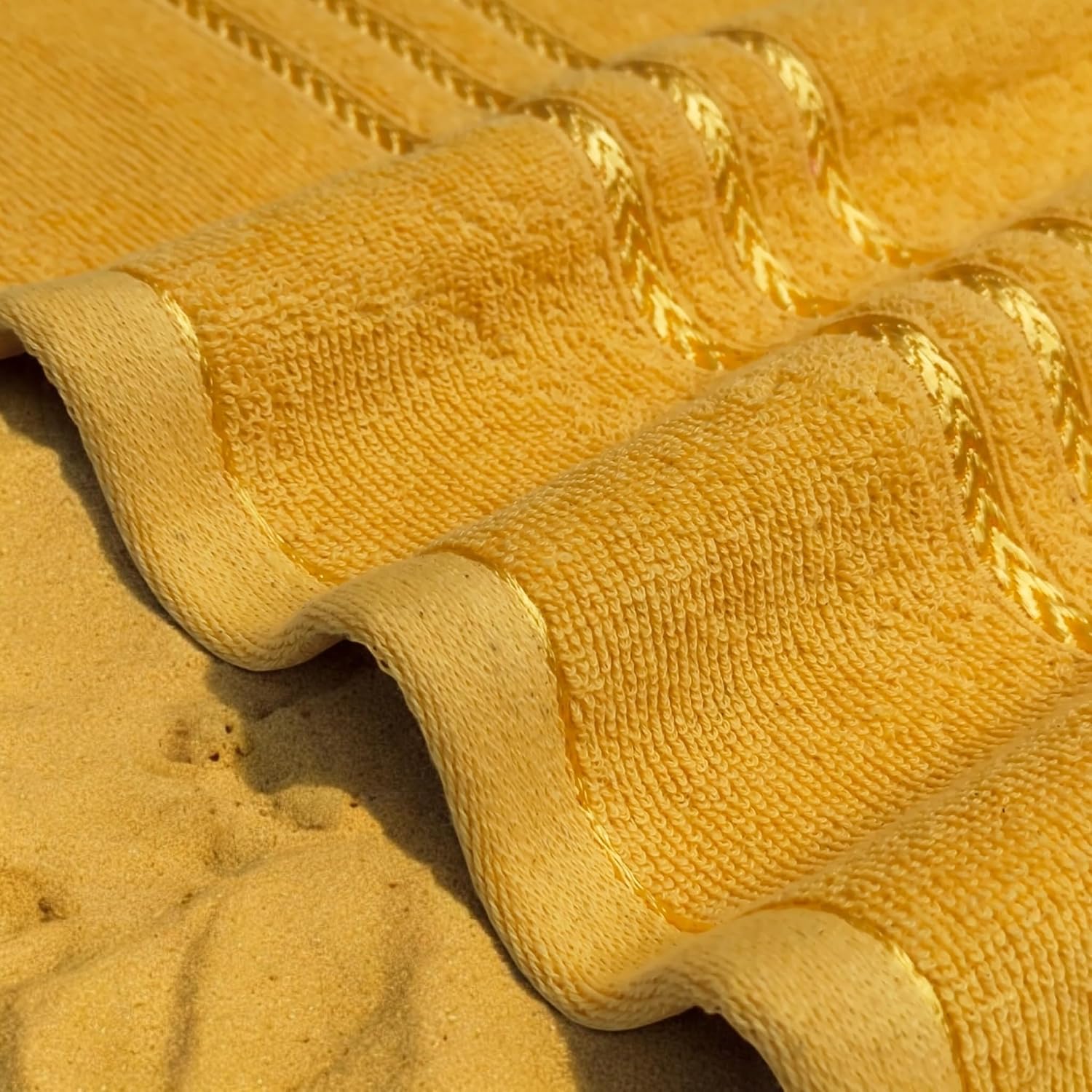 100% Cotton Bath Towel 450 Gsm | Large Size Soft & Absorbent Sport & Beach Bath Towel (Yellow)