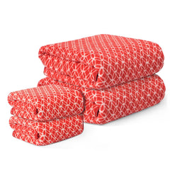 Heart Home Microfiber Bath & Face Towels 1500 Gsm | Quick Absorbent Hand Towels For Wash Basin Bathroom & Kitchen Circle (Red) - Pack Of 4