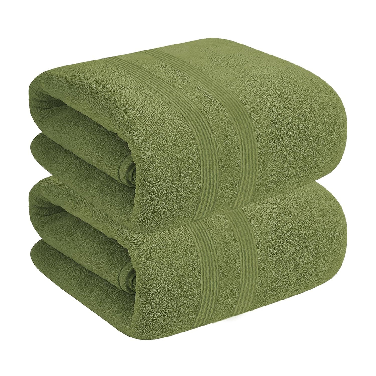 House Of Terry 100% Cotton Bath Towel 900 Gsm | Quick Dry, Fade-Resistant, Soft, Lightweight & Absorbent For Men & Women Large Size Towel (Olive Green) - 2 Pcs