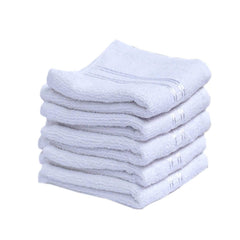 Space Fly Silverline Love Touch Very Soft Fresh Loom 750 Gsm | 100% Cotton Towel Hanky, Face Towel For Women Handkerchiefs (Solid White) - 5 Pieces