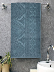 Homefresh Print Cotton Bath Towel 500 Gsm | Geometric Pattern Navy Blue & Grey (Shehnaz)