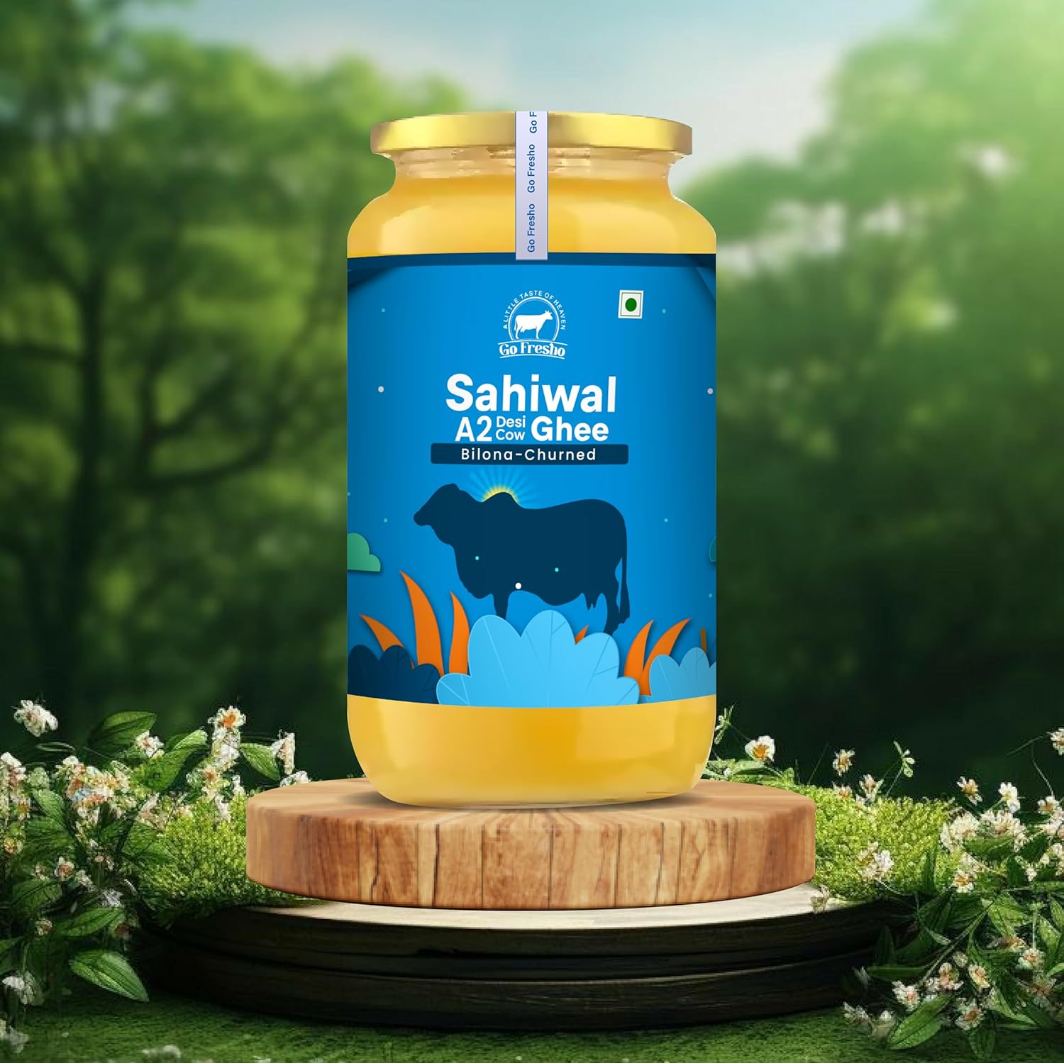 100% Natural Sahiwal A2 Desi Cow Ghee By Go Fresho | High In Vitamins A, D & Healthy Desi Ghee For Strength | (1 Litr) 33.8 Ounce | Jar Pack