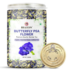 Bralcon Organic Herbal Tea Combo Pack Of 4 X 100gm, 3.5 Ounce Each - Hibiscus Flower+ Chamomile Flower+ Lemongrass+ Butterfly Pea Flower Tea | Rich In Antioxidants, Caffeine Free