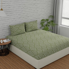 Super King Size Bedsheets 108 X 108 Inches With 2 Pillow Covers, Sage Green | Lightweight & Breathable Cotton Bedsheet