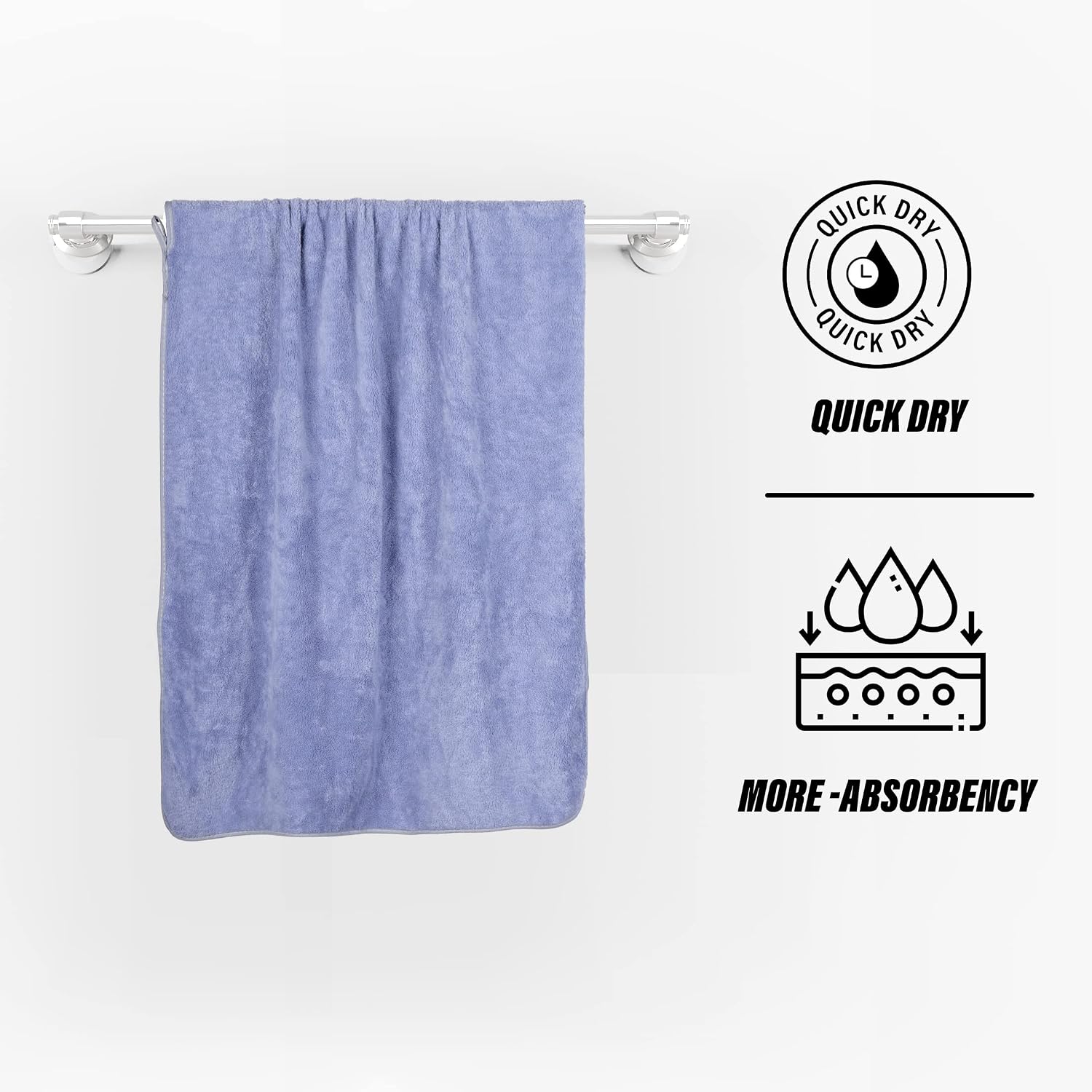 Glivary Microfiber Large Bath Towels 300 Tc Extra Soft Plush & Quick Dry High Absorbency Large Size Towels For Bathing (Dark Blue)