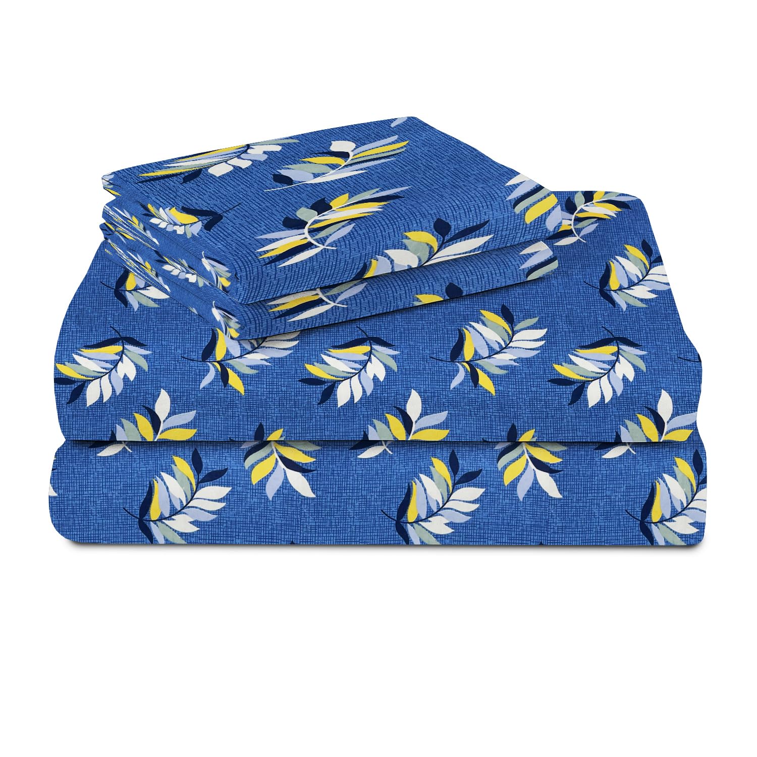 100% Cotton Double Bedsheet Set With 2 Pillow Covers | 90 X 90 Inches, Blue - Lightweight & Breathable, Perfect For All Seasons