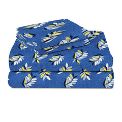 Printed Double Bedsheets With 2 Pillow Covers - 86 X 88 Inches, Royal Blue | Soft Brushed Microfiber-Breathable & Wrinkle Free Bedsheet