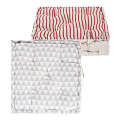 Soft Cotton Chair Cushions For Sitting, Button Pillow, Printed - Maroon & Grey | Pillow For Office Work & Posture Support | Sitting Cushion & Back Rest For Chair | Pain Relief - Pack Of 2