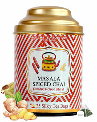 San-Cha Tea Boutique Masala Spiced Chai - 100gm, 3.5 Ounce | Original Masala Blend With Ginger, Cardamom & Cinnamon - Premium Assam Tea Blend | Medium Caffeine Loose Leaves