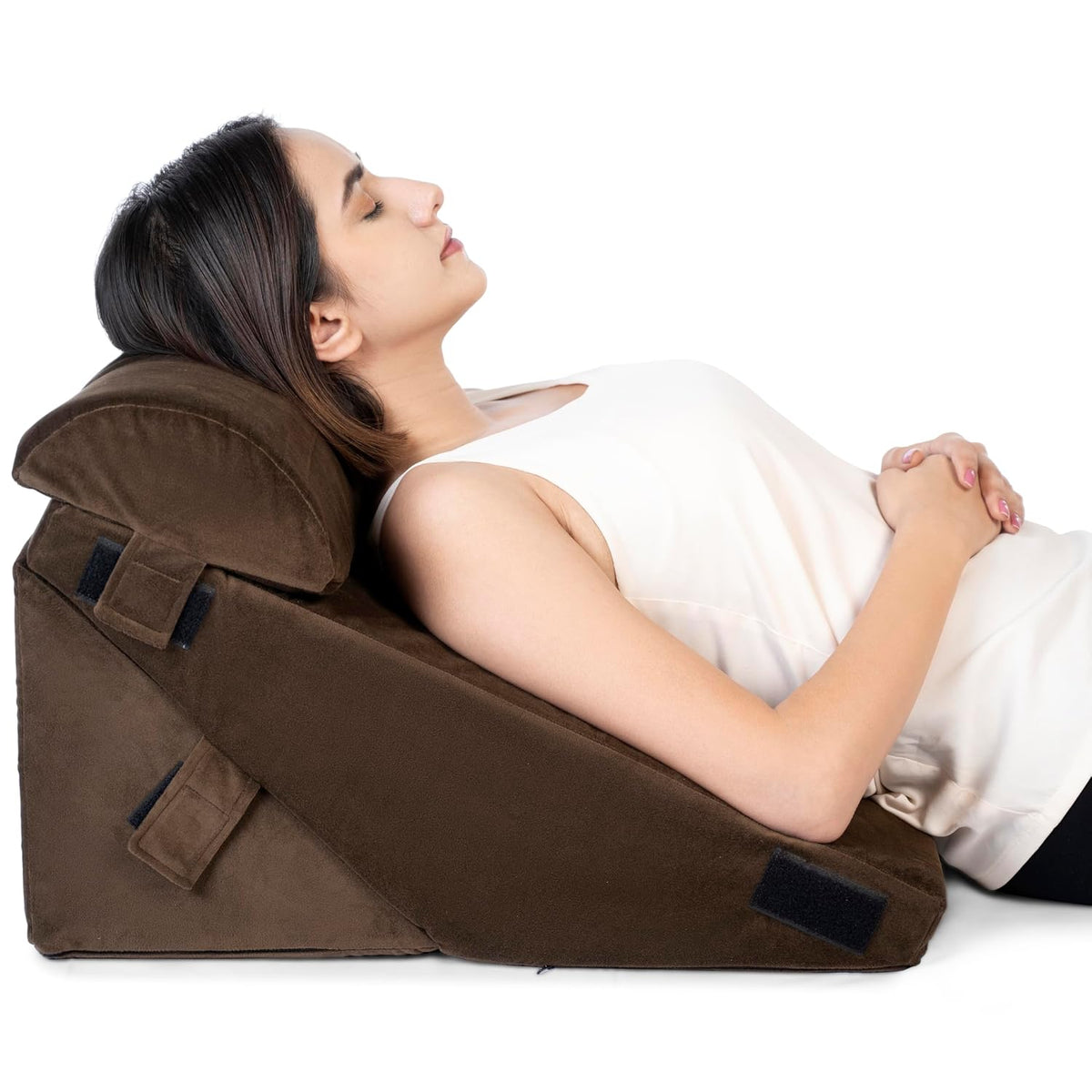Adjustable Wedge Pillow, Memory Foam Pillow For Head, Back Support, Brown - 22 X 22 X 12 Inch | Wedge Cushion, Acid Reflux, Snoring, Gerd, Leg Elevation, Pregnancy | Comfortable Pillow